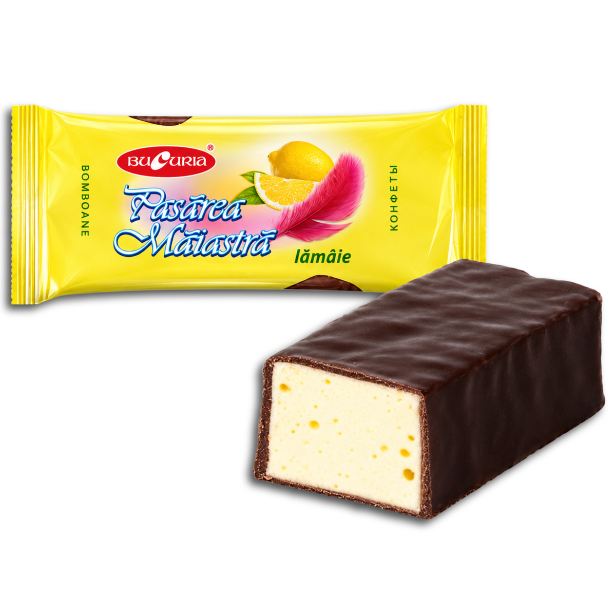 Bucuria Schaumzuckerwarenkonfekt mit Zitronengeschmack, in kakaohaltiger Fettglasur 200g