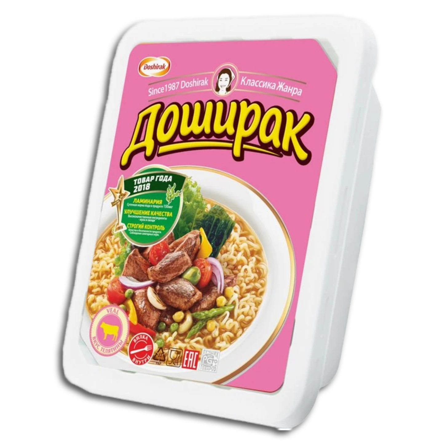 Doschirak Teller Nudeln Instant Nudelsuppe mit Kalbfleischgeschmack 90g
