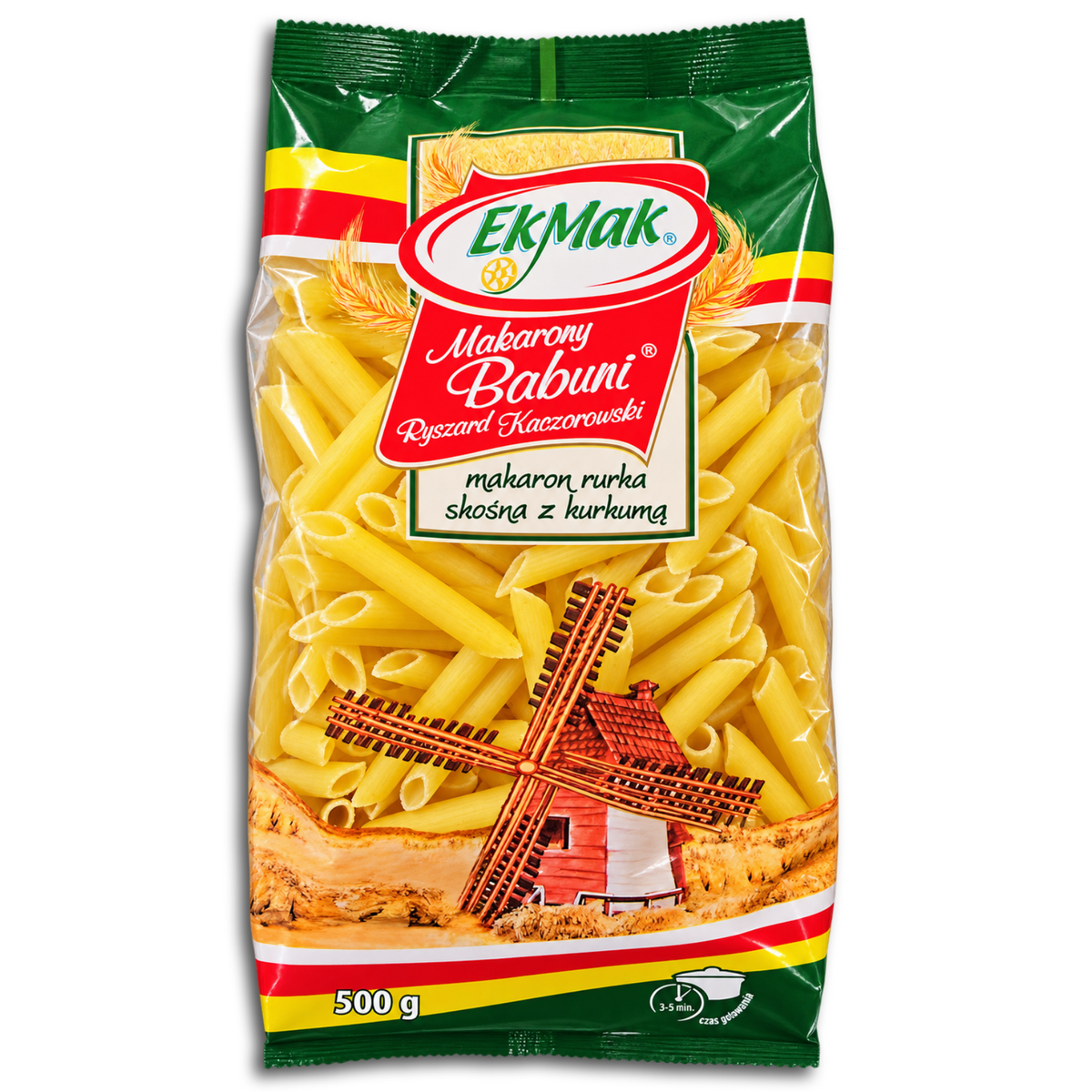 EkMak Makarony Babuni makaron rurka skosna z kurkuma, Penne mit Kurkuma 500g
