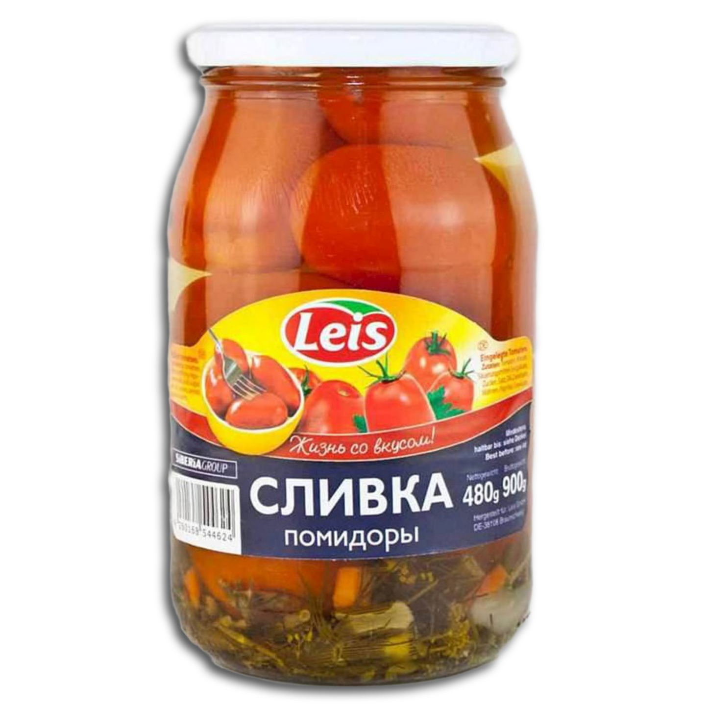 Leis eingelegte Tomaten "Slivka" mild, 880g, ATG 440g