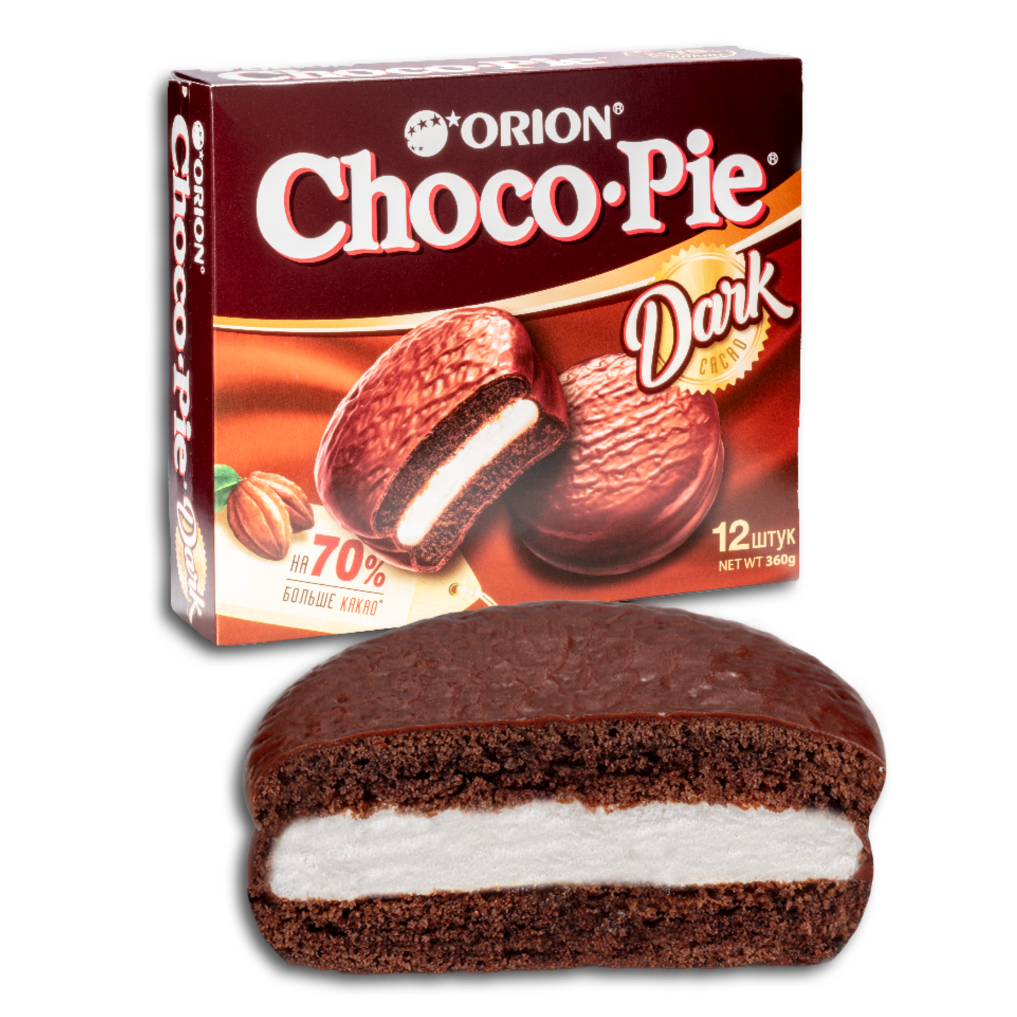 Orion Gebäck "Choco Pie" mit dunkler Schokolade, 12er Pack, 360g