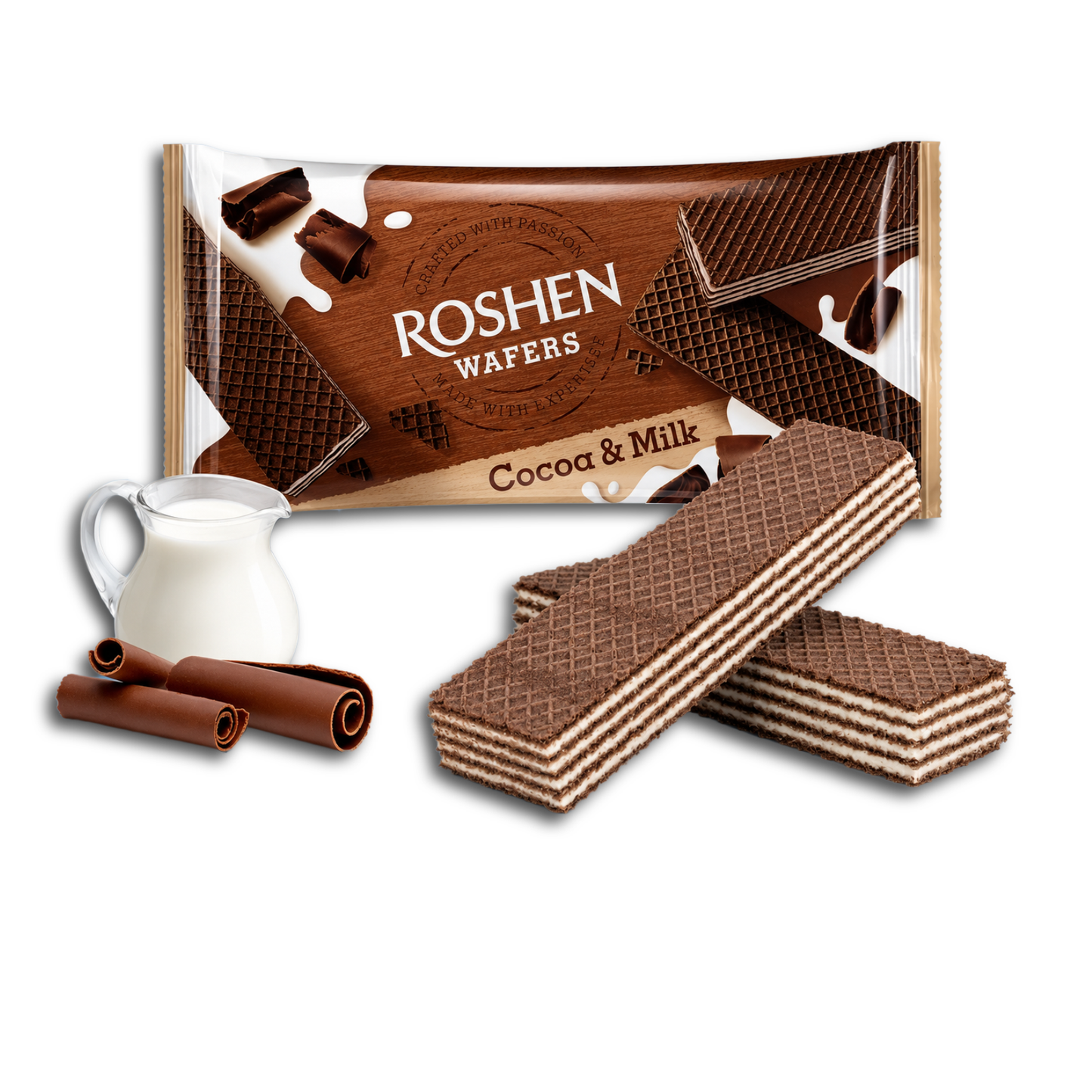Roshen Kakaohaltige Waffeln mit Füllung mit Milchgeschmack 216g