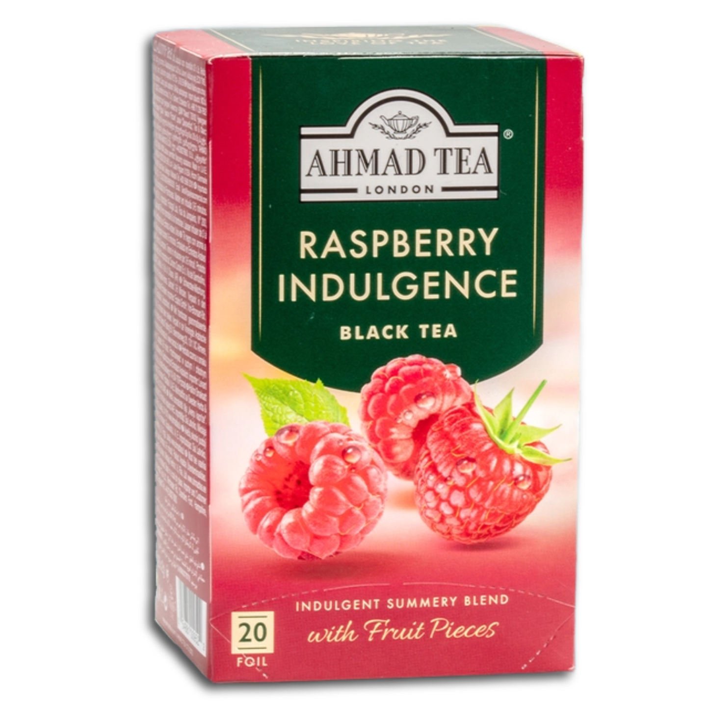 Ahmad Tea Schwarzer Tee Mischung "Raspberry Indulgence", mit Himbeergeschmack, 20 x 2g Teebeutel, 40g