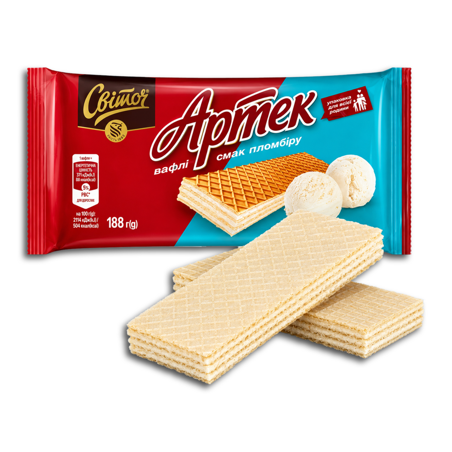 Switotsch Waffeln "Artek", mit Füllung mit Eisgeschmack, 188g