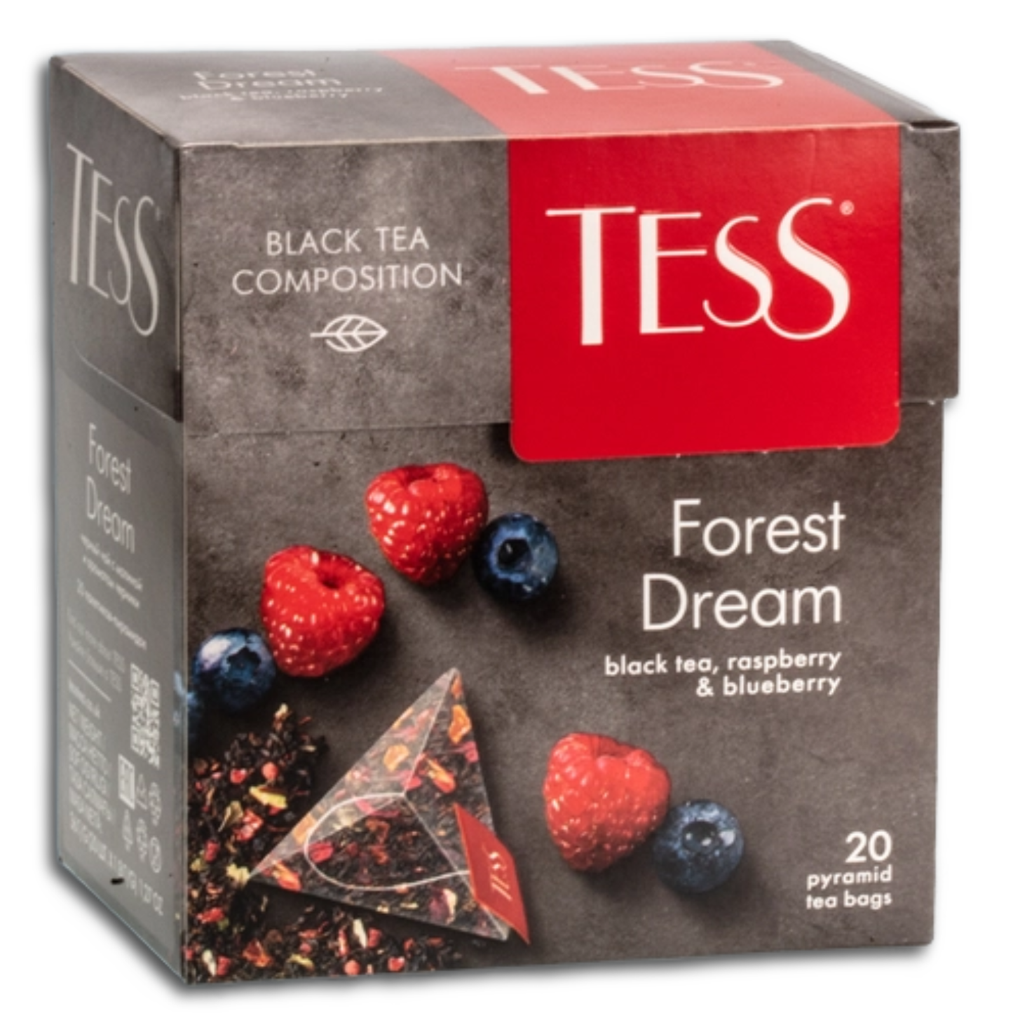 Tess Schwarzer Tee mit Himbeergeschmack und Heidelbeeren Geschmack 20 x 1,8g Teebeutel, 36g