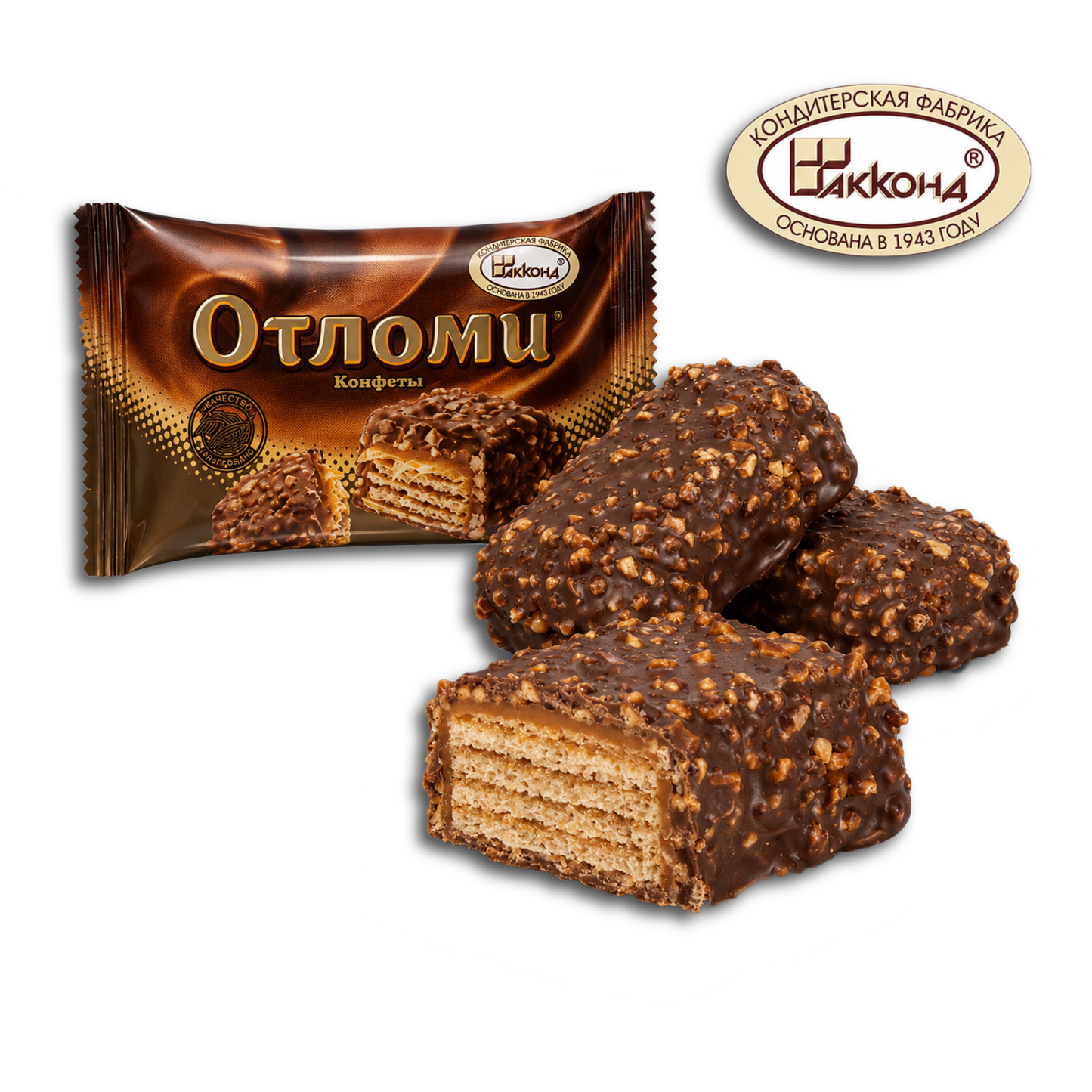 Akkond Konfekt "Otlomi", mit Nüssen und Puffreis, in kakaohaltiger Fettglasur, 200g