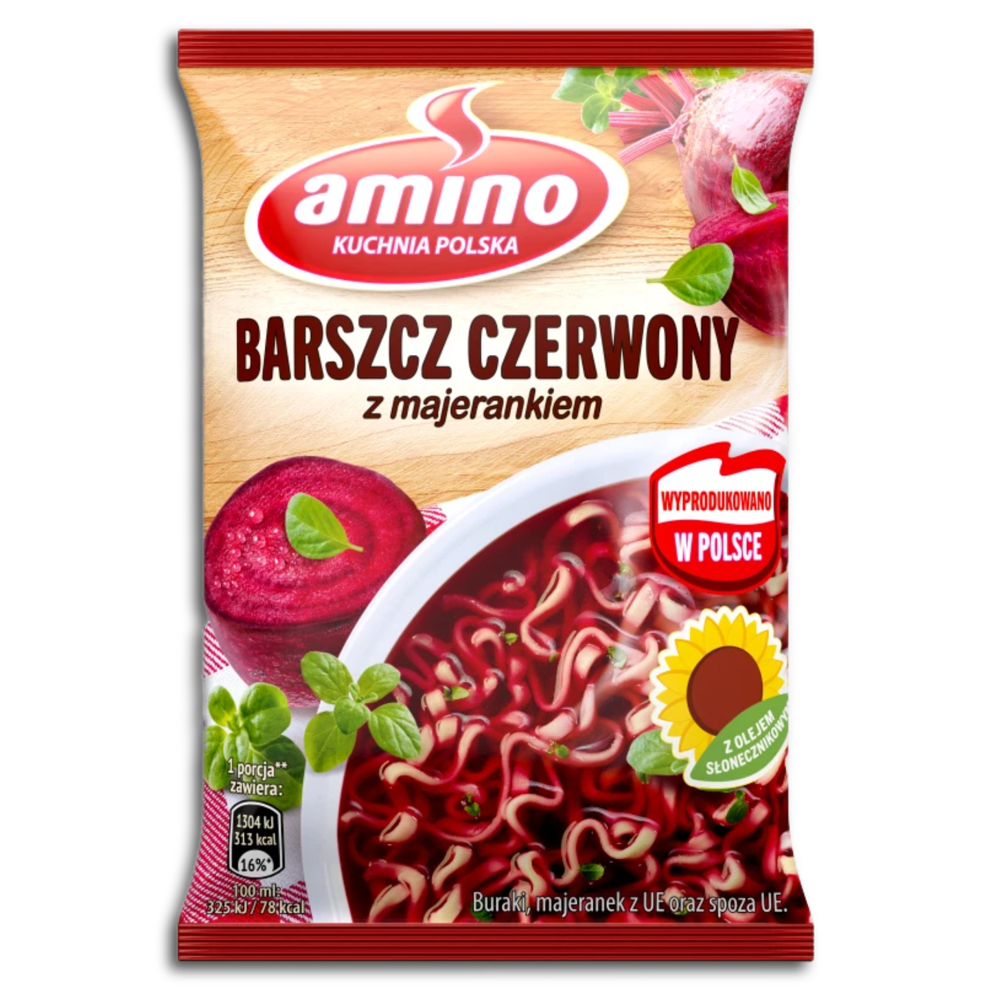 Amino Rote Bete Suppe mit Nudeln Barszcz Czerwony Z Majerankiem