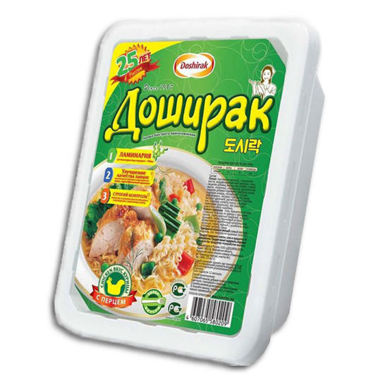Doschirak Teller Nudeln Instant Nudelsuppe mit Huhngeschmack scharf 90g