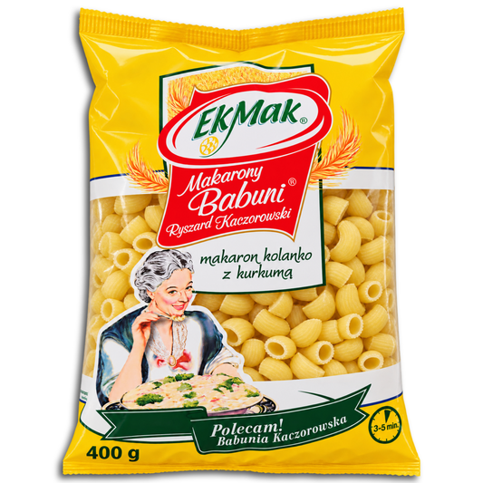 EkMak Makarony Babuni makaron kolanko z kurkuma, Hörnchennudeln mit Kurkuma 400g