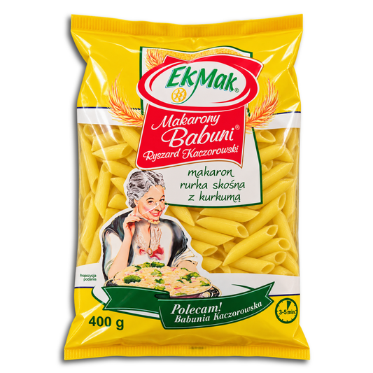EKMak Makarony Babuni makaron rurka skosna z kurkuma, Penne mit Kurkuma 400g