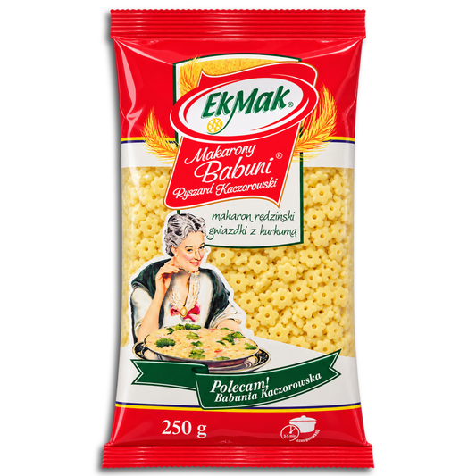 EkMak Makarony Babuni makaron redzinski gwiazdki z kurkuma, Sternchennudeln mit Kurkuma 250g