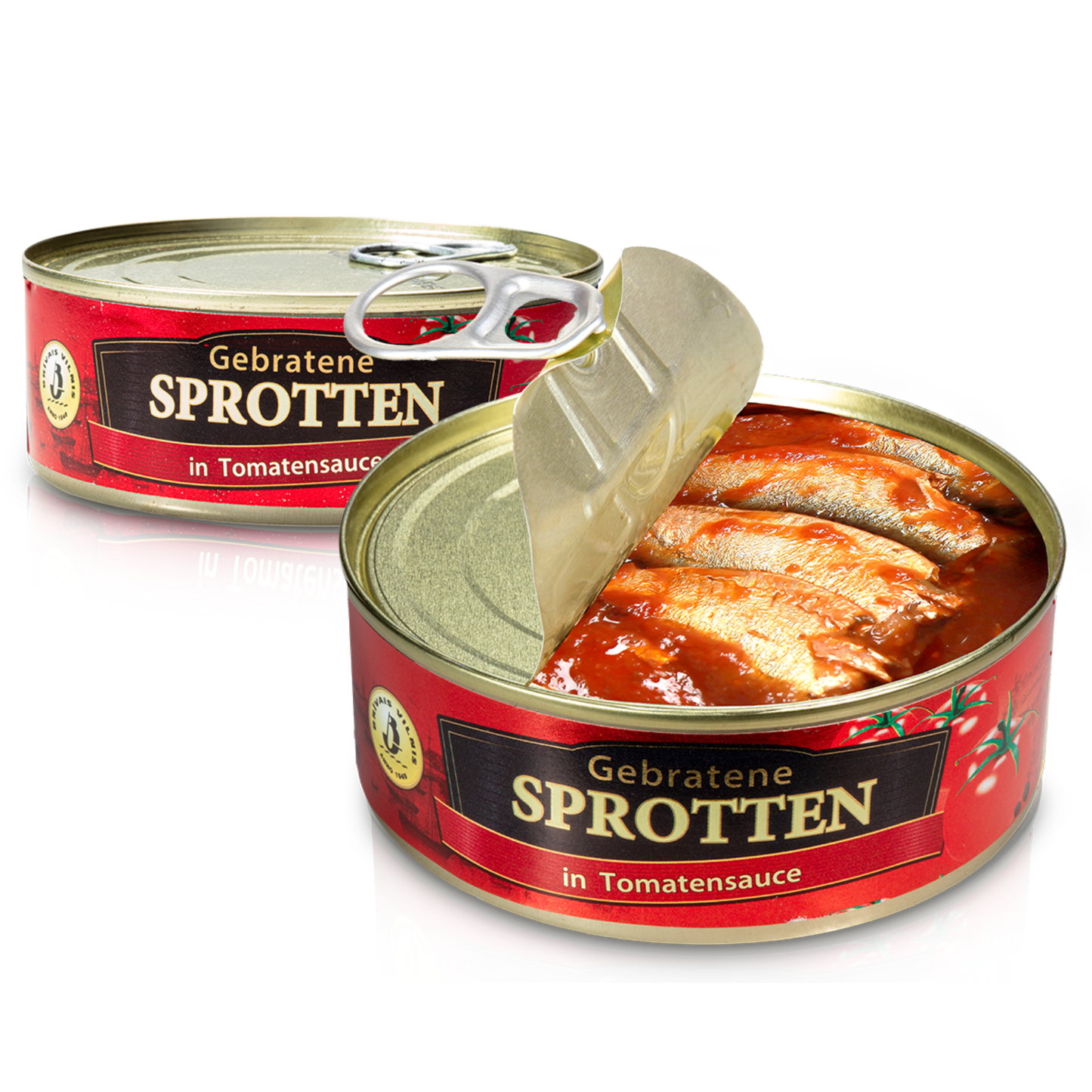 Gebratene Sprotten in Tomatensoße, 240g (Fischauswaage: 168g)