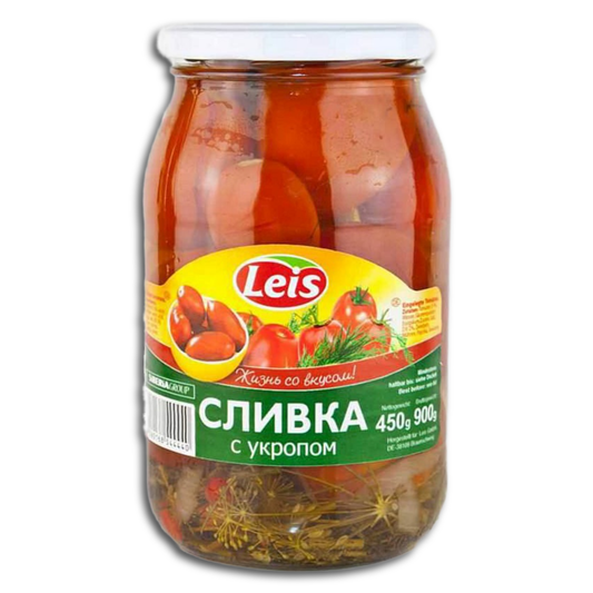 Leis eingelegte Tomaten "Slivka" mit Dill, 880g, ATG 440g