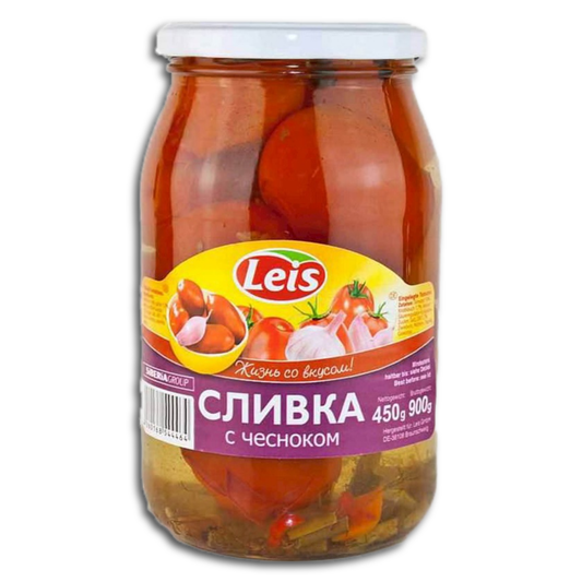 Leis eingelegte Tomaten "Slivka" mit Knoblauch, 880g, ATG 440g