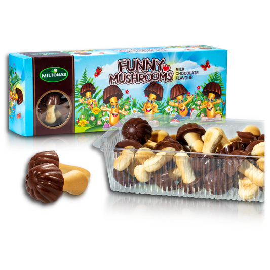 Miltonas Knusprige Kekse "lustige Pilzchen" mit kakaohaltiger Fettglasur 170g