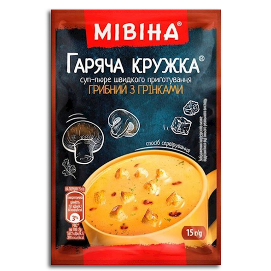 Mivina Heisse Tasse Pilzsuppe-Püree mit Brotwürfel 15g
