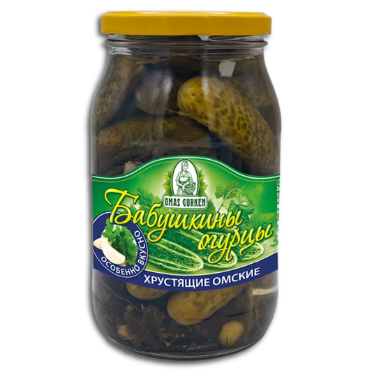 Omas Gurken, Gewürzgurken "Hrustjaschie Omskie" 850g, ATG 440g