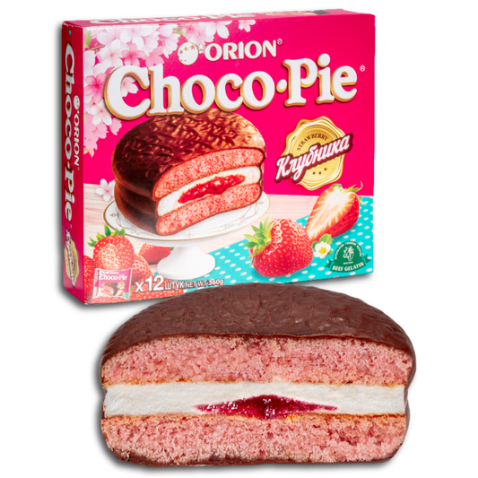Orion Gebäck "Choco Pie" mit Erdbeerfüllung, 12er Pack, 360g