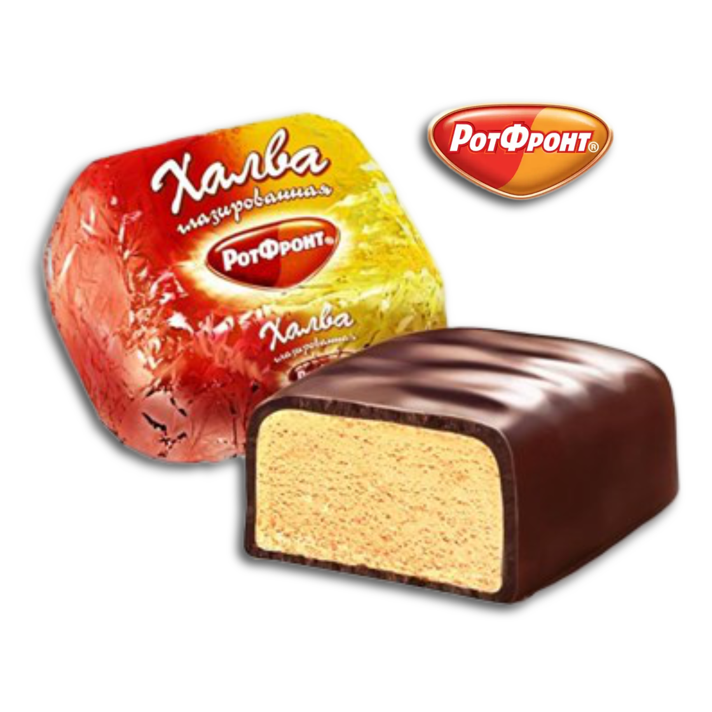 Rot Front Süßwarenspezialität aus Erdnüssen in Schokoladenglasur "Halva" 200g