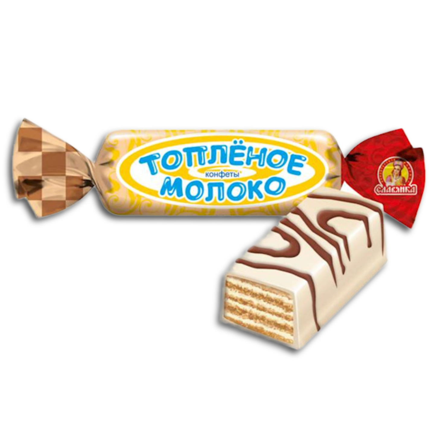 Schokokonfekt Slawjanka "Topljonoje moloko" mit Waffeln in kakaohaltiger Fettglasur 200g