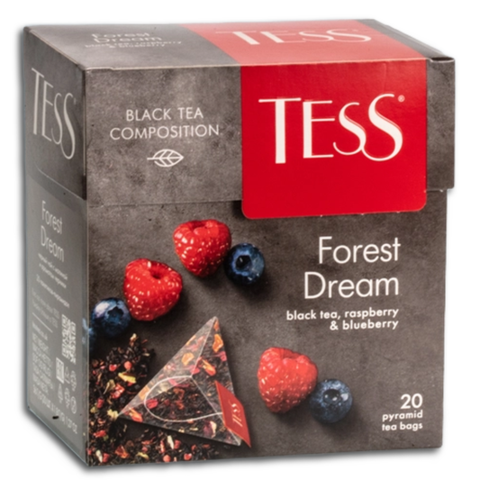 Tess Schwarzer Tee mit Himbeergeschmack und Heidelbeeren Geschmack 20 x 1,8g Teebeutel, 36g