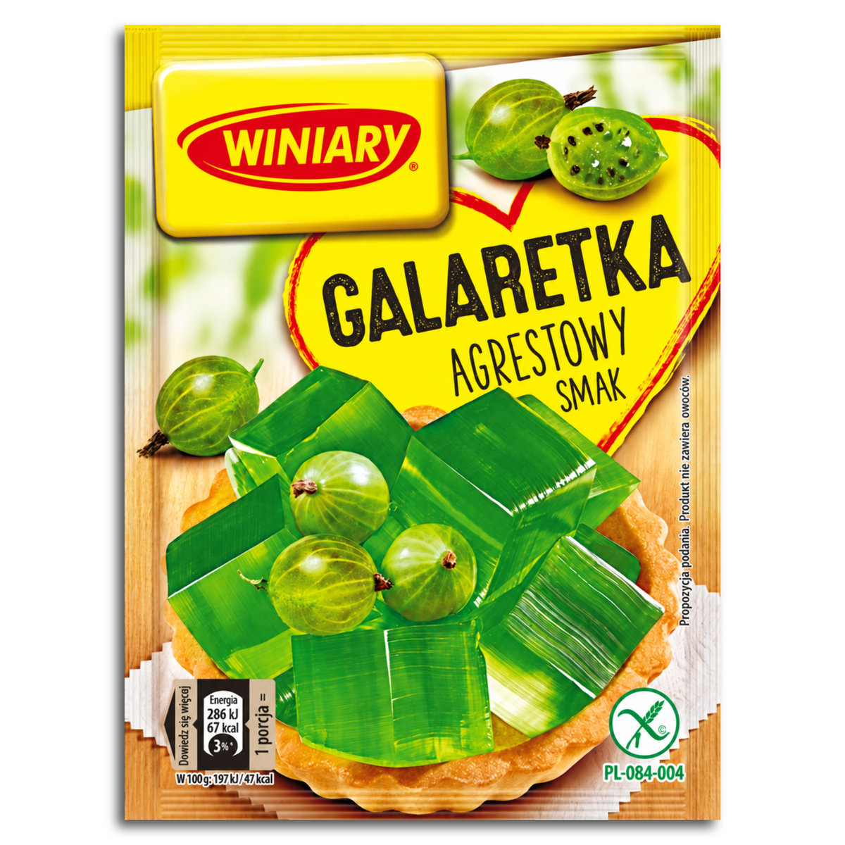 Winiary Galaretka Geleedessertpulver mit Stachelbeergeschmack 71g